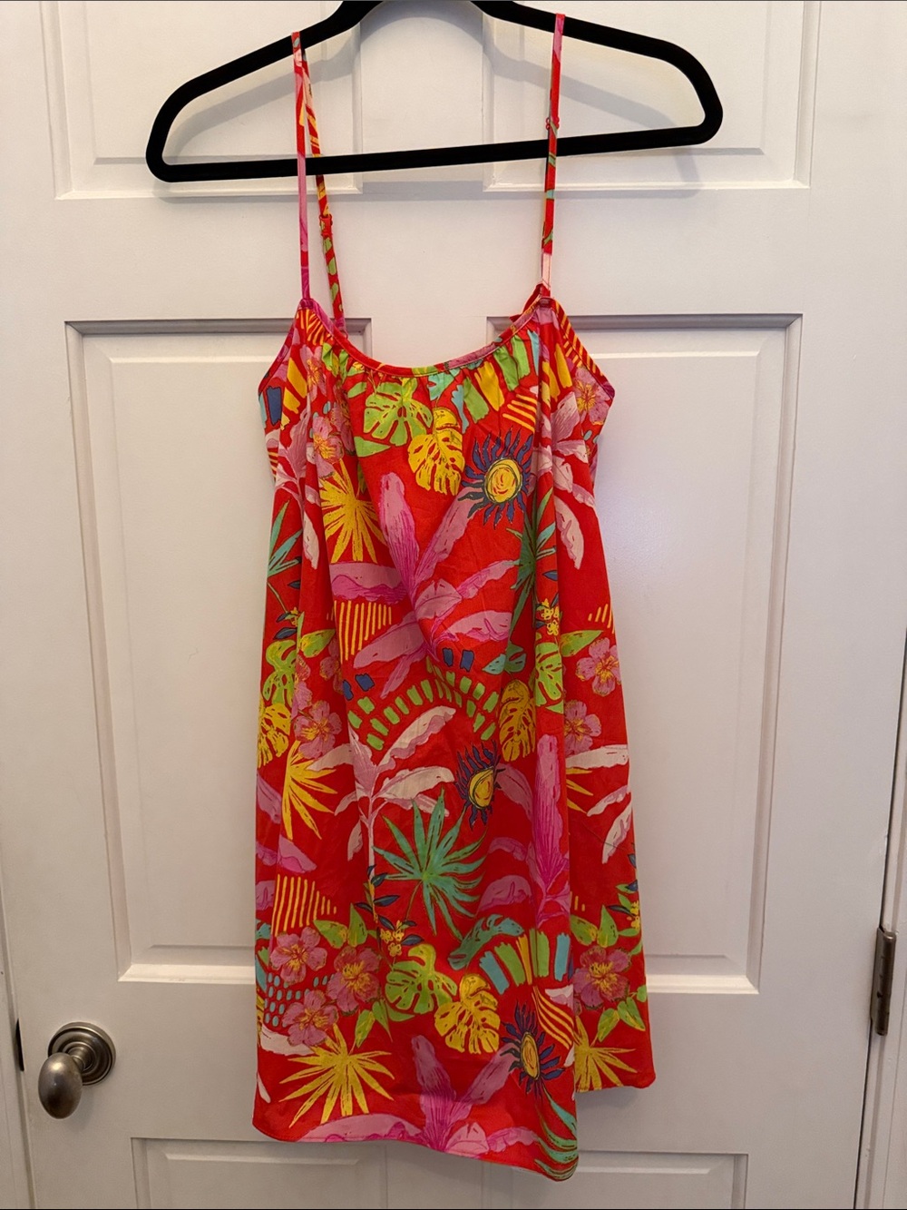 Aqua Bright Red Tropical Floral Kids Skirt
